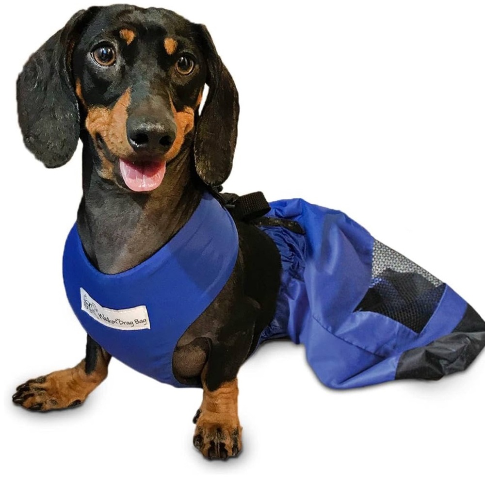 Blue/Black Walkin’ Pets “drag bag” for disabled dogs/cats.
